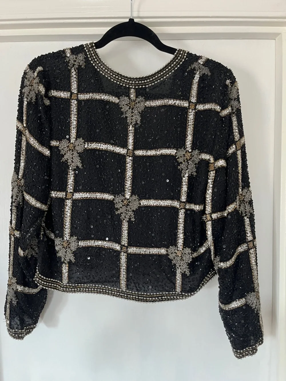 Vintage Embellished Black Sequin Cropped Jacket - Picture 14 of 16